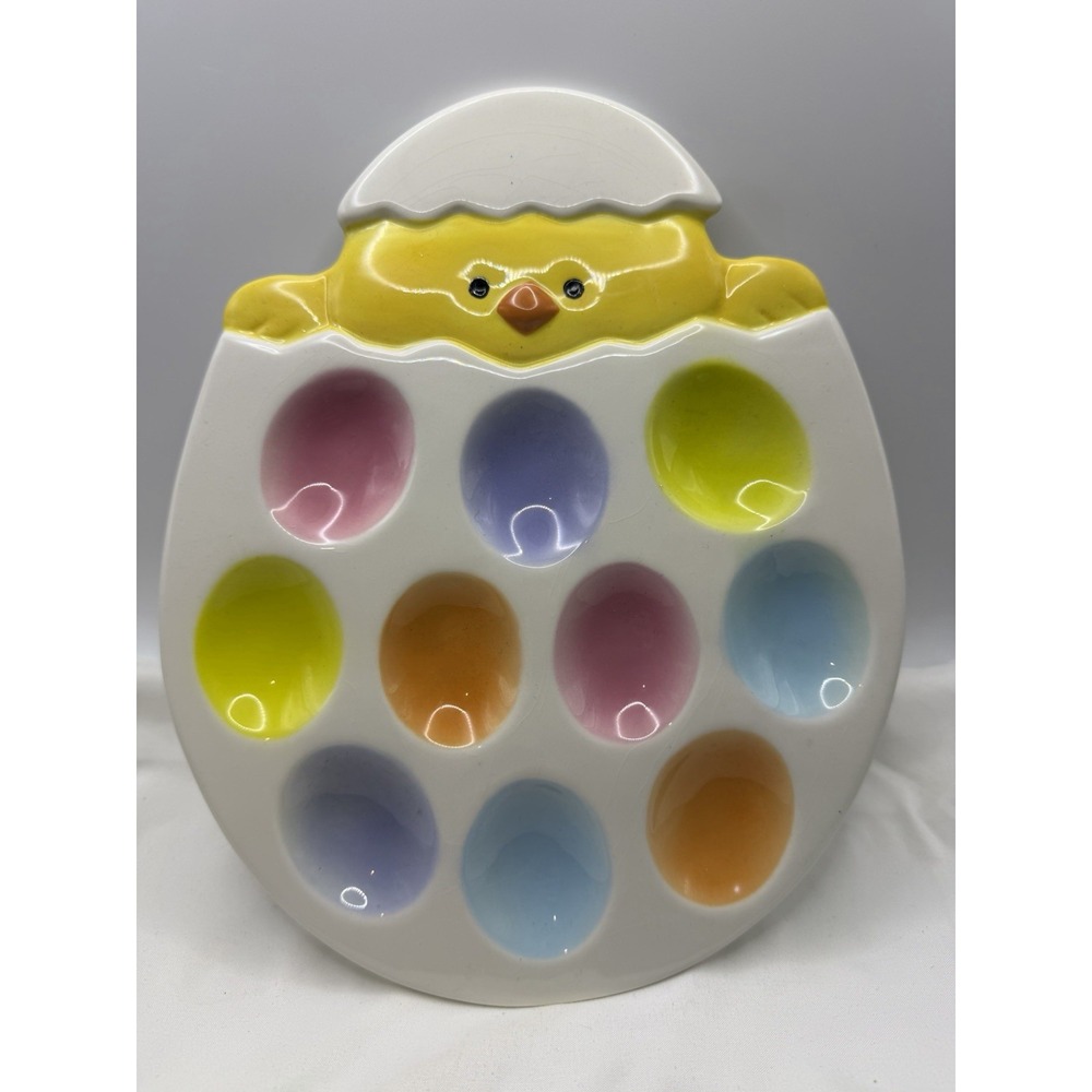 Easter/Spring Chick Pastel Colorful 10" X 8" Egg Plate
